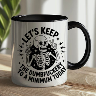Taza Esqueleto Sarcástico con Signo de Paz Actitud Anti