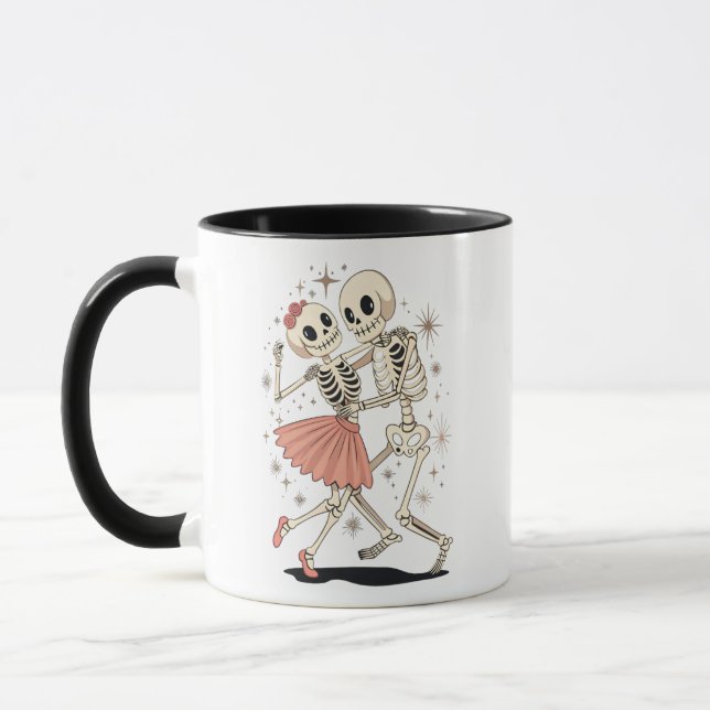 Taza Esqueletos de baile de Halloween, esqueleto retro (Izquierda)