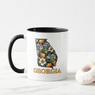 Taza Esquema de estado de Georgia con estilo de tatuaje