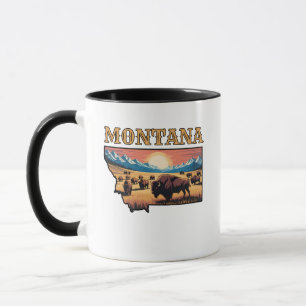 Taza Esquema del estado de Montana Tatuaje Bisonte y Mo