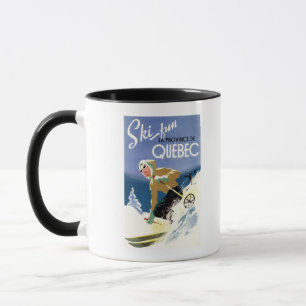 Taza Esquí de la mujer - poster inglés y francés