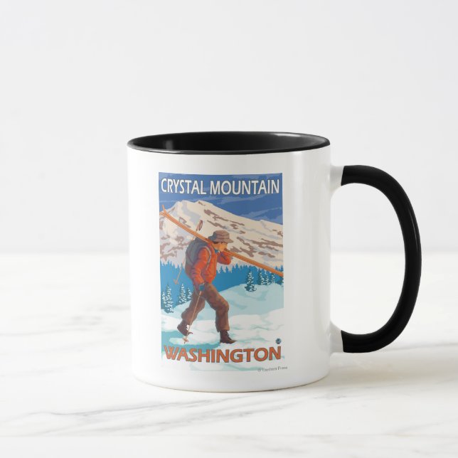 Taza Esquiador con esquís de nieve - Montaña de cristal (Derecha)