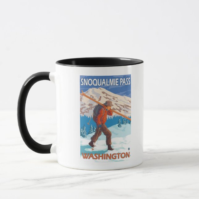 Taza Esquiador con esquís de nieve - paso de esnquimera (Izquierda)