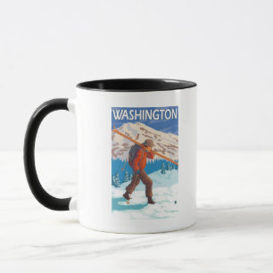 Taza Esquiador con esquís de nieve - Washington