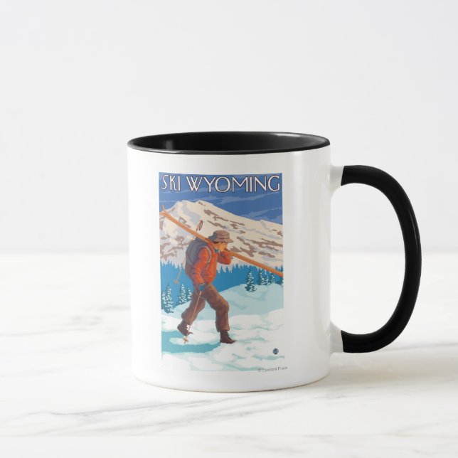Taza Esquiador con esquís de nieve - Wyoming (Derecha)