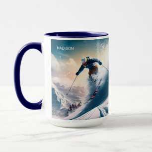 Taza Esquiador de montaña de nombre personalizado