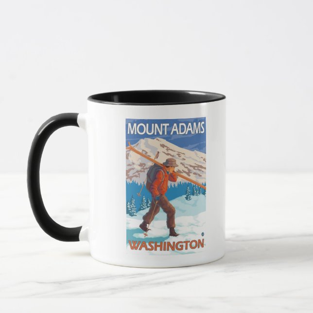 Taza Esquiadora con esquís de nieve - Mount Adams, WA (Izquierda)