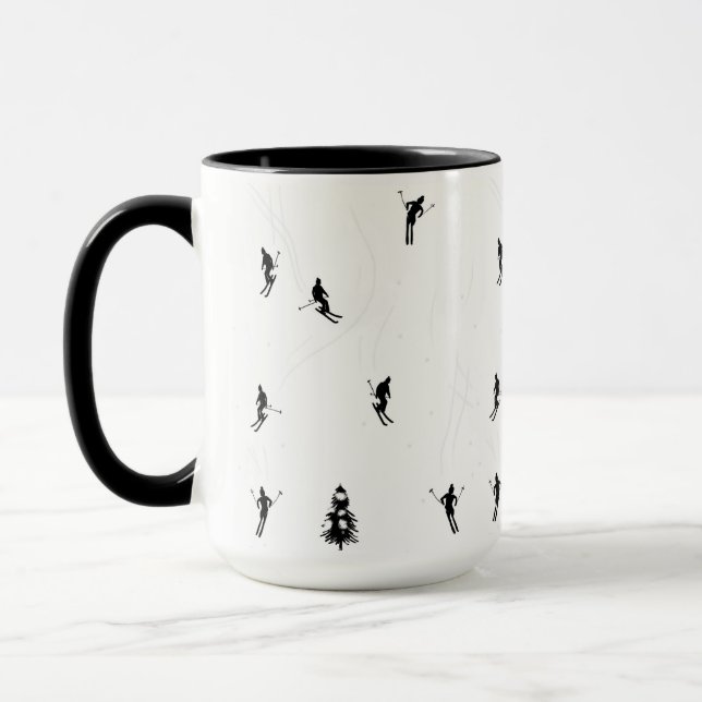 Taza Esquiar Moderno Esquiador de Esquí Blanco y Negro (Izquierda)