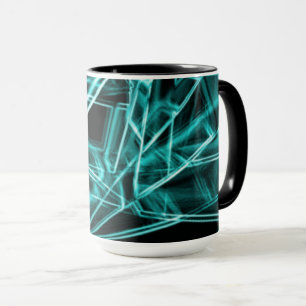 Taza Esquinas cuadradas y manchas azul cielo o cian "ne