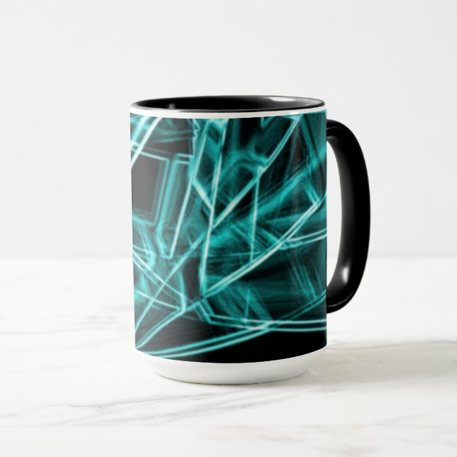 Taza Esquinas cuadradas y manchas azul cielo o cian "ne (Anverso derecho)