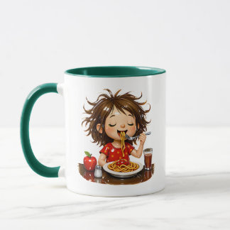 Taza Esta adorable ilustración muestra a una niña feliz