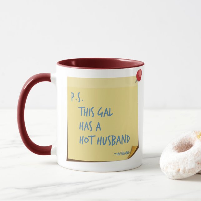 Taza Esta Afortunada Gal Tiene Un Marido Caliente Humea (Con donut)