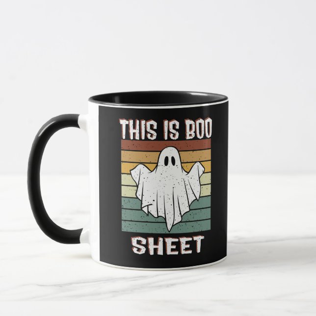 Taza Esta es la hoja de boo Ghost Retro Halloween (Izquierda)