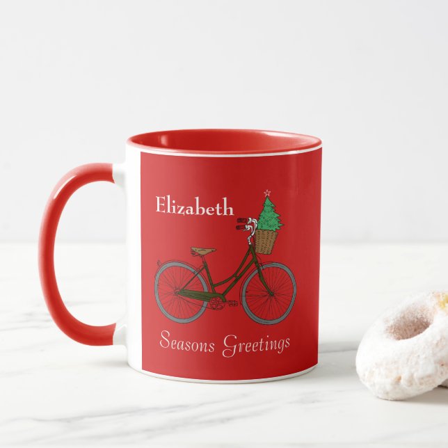 Taza Estaciones de bicicleta festiva personalizada Salu (Con donut)
