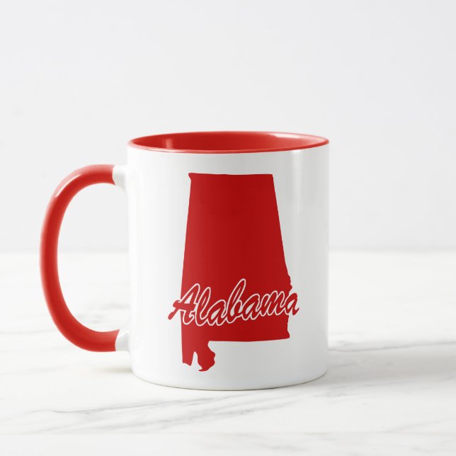 Taza Estado De Alabama Forma Mug Rojo (Izquierda)