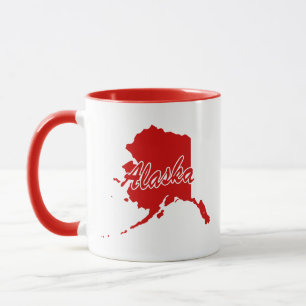 Taza Estado De Alaska Forma Red Mug
