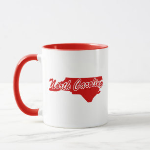 Taza Estado De Carolina Del Norte Forma Red Mug