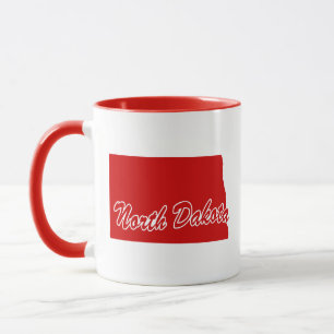 Taza Estado De Dakota Del Norte Forma Red Mug