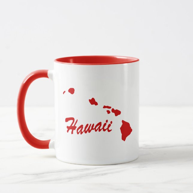 Taza Estado De Hawaii Forma Mug Rojo (Izquierda)