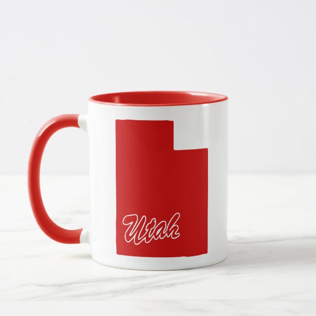 Taza Estado De La Forma De Utah Mug Rojo (Izquierda)