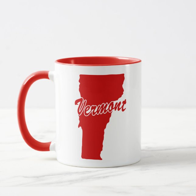 Taza Estado De La Forma De Vermont Red Mug (Izquierda)