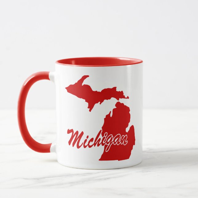 Taza Estado De Michigan Forma Red Mug (Izquierda)