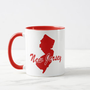 Taza Estado De Nueva Jersey Forma Red Mug