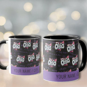 Taza Estado de Ohio patrón púrpura negro Mug