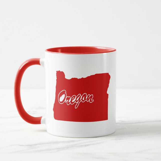 Taza Estado De Oregón Forma Mug Rojo (Izquierda)