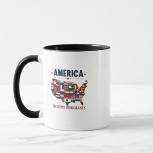 Taza Estados Unidos construido por inmigrantes patriota