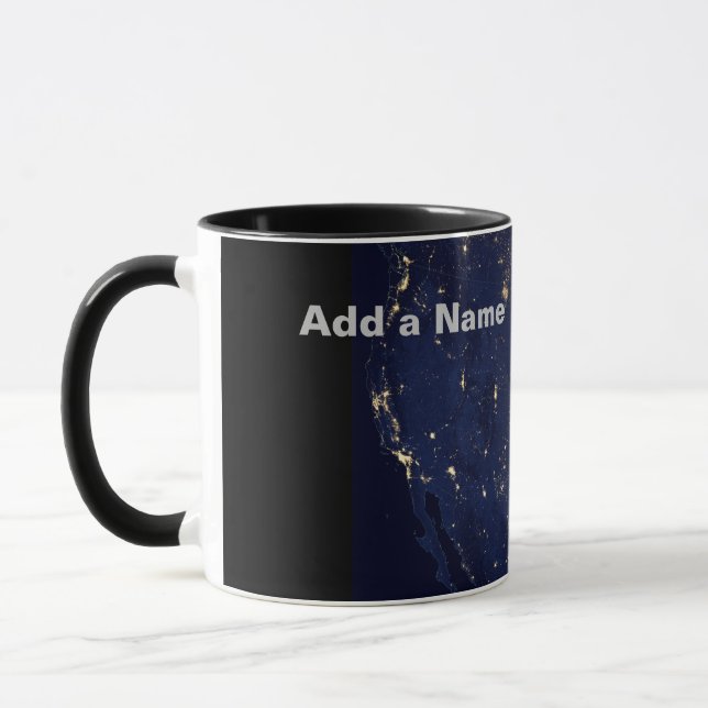 Taza Estados Unidos de noche, imagen de la NASA (Izquierda)