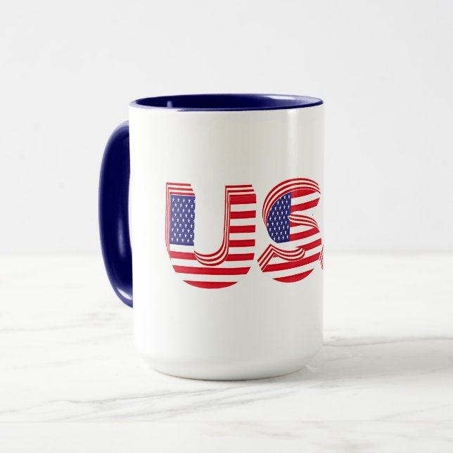 Taza Estados Unidos, diseño patriótico, (Anverso izquierdo)