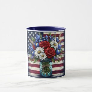 Taza Estados Unidos patriótico, florido y afligido