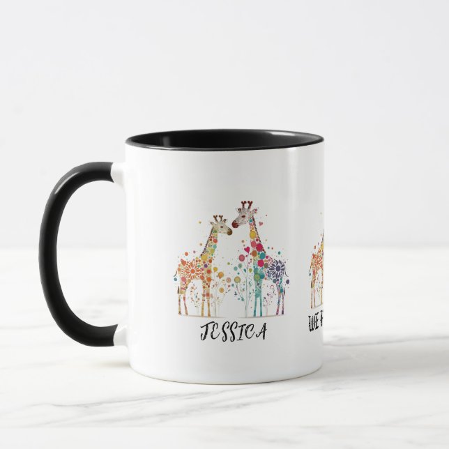 Taza Estamos enamorados del diseño de 2 jirafas mug (Izquierda)