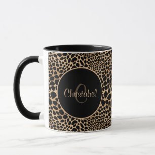 Taza Estampado Animal Manchas de Leopardo Negro y Marró