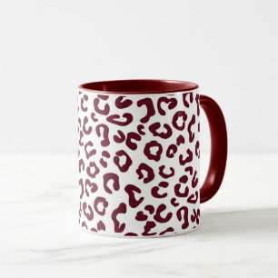 Taza Estampado de animal de guepardo en granate y blanc