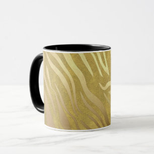 Taza Estampado de cebra de bronce dorado Glam safari de