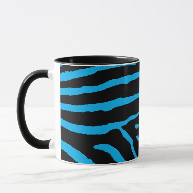 Taza Estampado de cebra negro y azul (Izquierda)