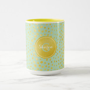 Taza Estampado de cheetah con brillo de oro falso y mon