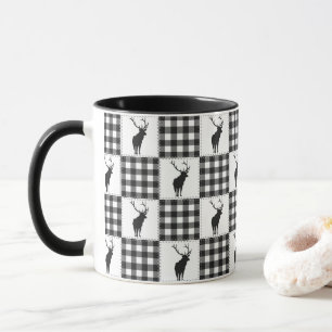 Taza Estampado de Ciervo a Cuadros de Búfalo Bosque Rús