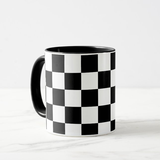 Taza Estampado de cuadros negros y blancos (Anverso izquierdo)