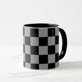 Taza Estampado de cuadros negros y grises