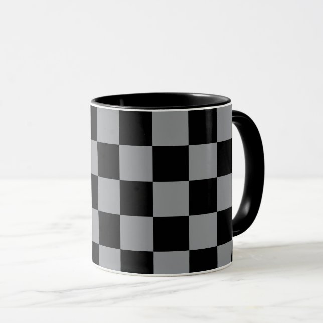 Taza Estampado de cuadros negros y grises (Anverso derecho)