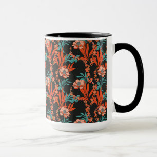 Taza Estampado de flores abstracto anaranjado