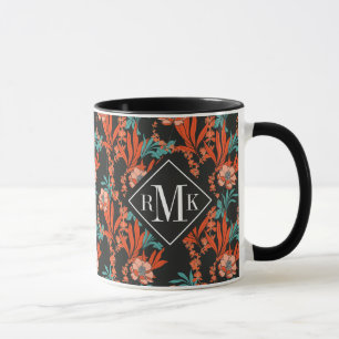 Taza Estampado de flores abstracto anaranjado del