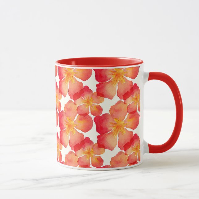 Taza Estampado de flores anaranjado del Oleander (Derecha)