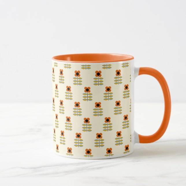 Taza Estampado de flores anaranjado inspirado (Derecha)