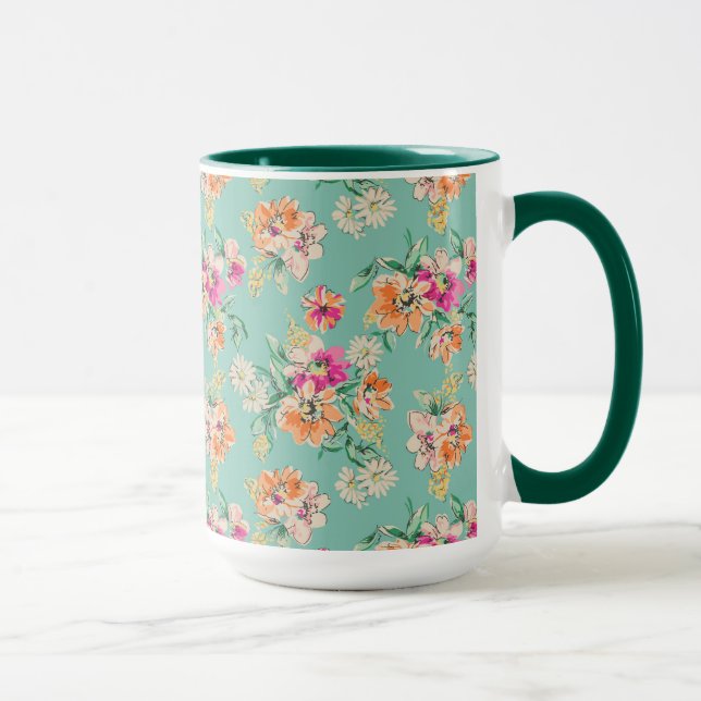 Taza Estampado de flores brillante del bosquejo (Derecha)