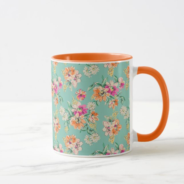 Taza Estampado de flores brillante del bosquejo (Derecha)