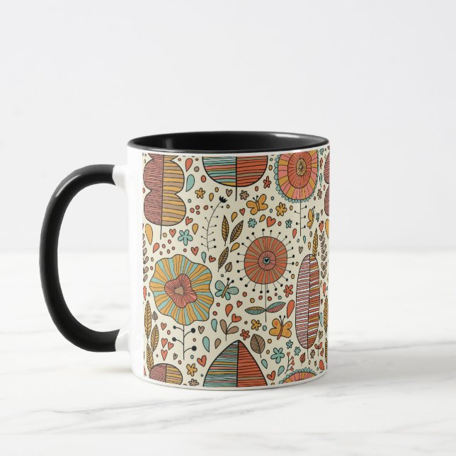 Taza Estampado de flores del verano hecho de hojas (Izquierda)